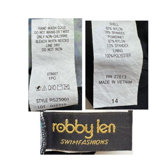 Longitude Robby Len Swimsuit One Piece Plus Size 14 Long Torso High Neck - Picture 5 of 5